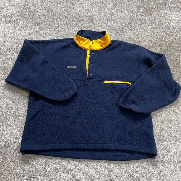 Columbia Steens Mountain Fleece Jacket Mens 3XL Blue 1/4 Snap Button Zip Pocket - Picture 1 of 13
